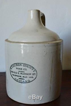 Steuben County Wine Co. Stoneware Jug Red Wing Crock advertising antique vintage