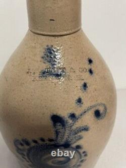 Stoneware 19thc LG 2 gallon jug stamped J. S. Taft & Co. Keene N. H. Cobalt blue