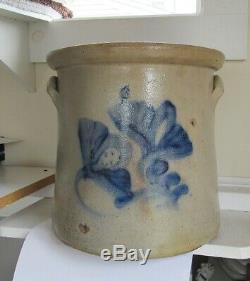 Stoneware 4 Gallon Crock Cobalt Double Floral C 1880