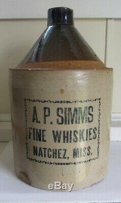Stoneware Advertising Whiskey Jug C 1890 Mississippi