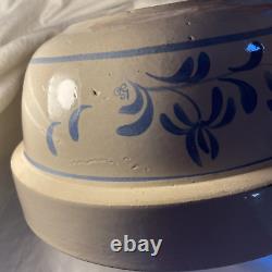 Stoneware Ceramic Crock Bowl Hand painted Toll Dough Mixing Large