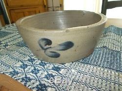 Stoneware Cobalt Decorated Batter Bowl / 1800's / AAFA