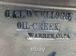 Stoneware Crock G. L. & D. Kellogg Oil Creek Warren, Co. PA. With Blue Design