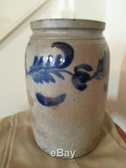 Stoneware Crock With Blue