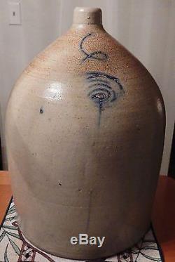 Stoneware Pottery 6 Gallon Target Blue Mark Jug Crock Rare