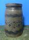 Stoneware Wax Sealer Canning Jar, 3 Cobalt Stripes Floral Cobalt Stencil, 8 1/4