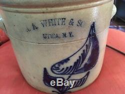 Stoneware crock, N. A. White & Son. Utica, N. Y. Made into lamp, easily changed