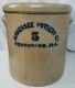 Tennessee Pottery Co Illinois Stoneware Salt Glaze Crock 5 Gallon Rare 19th Cent
