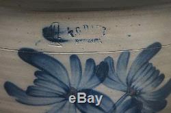 T. G. DAUB Easton, PA Blue Decorated Stoneware 4 Gal. CROCK Lug Handles