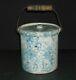 Tall Blue & White Spongeware Butter Pantry Crock With Lid Stoneware Red Wing