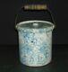 Tall Blue & White Spongeware Butter Pantry Crock With Lid Stoneware Red Wing