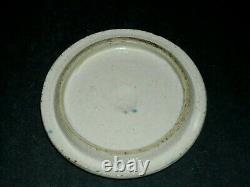 Tall Blue & White Spongeware Butter Pantry Crock with Lid Stoneware Red Wing