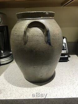 Thomas T Reed 4 Gallon Ovoid Stoneware Jar Crock Cobalt Tulip Tuscarawas Ohio OH