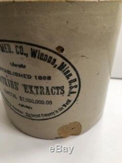 True Antique Vintage Watkins' Extracts Redwing Advertising Crock Jug Stoneware