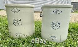 Two 20 Gallon Western Stoneware Monmouth IL Crocks In Excellent Condition