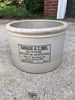VINTAGE CROCK Chicago Stoneware Randack & Kliner Butter Cheese 20 lbs Red Wing