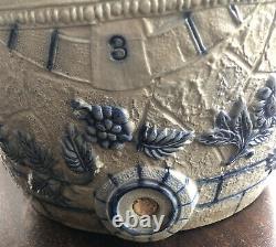 VINTAGE Whites UTICA NY STONEWARE ICE WATER COOLER DECORATED FLOWERS 2 GALLON