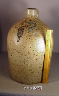 VTG Stoneware Crock Whiskey Jug Jar Primitive clay pottery 3 gal Tobacco glaze