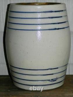 Very Good 19th Cen NY Stoneware Co. Cobalt Decorated and Banded Water Cooler