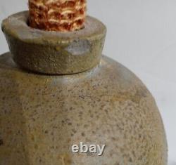 Very Old Primitive Antique Stoneware Crock Jug With Corn Cob Plug