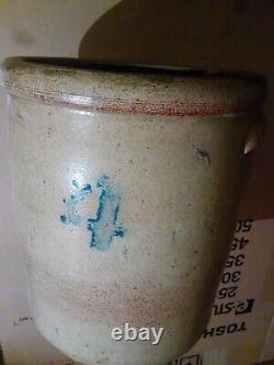Vintage 12.5t X11w Salt Glazed 4 Gallon Cobalt Blue Decorated Stoneware Crock