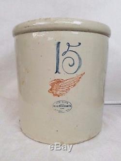 Vintage 15 Gallon Red Wing Stoneware Crock. Outstanding Condition