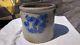 Vintage 1860's Salt Glaze Stoneware Cobalt Blue Pottery Crock Pot # 40a