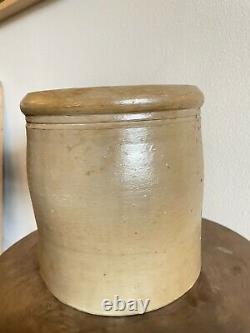 Vintage 19th C Stoneware Crock 5 Quart Antique Mint Condition Storage Jar