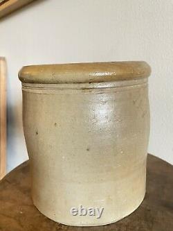 Vintage 19th C Stoneware Crock 5 Quart Antique Mint Condition Storage Jar