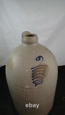 Vintage 3 Gallon Salt Glazed Stoneware Jug with Cobalt Blue Bee Sting