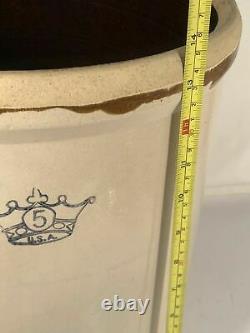 Vintage 5 Five Gallon Stoneware Crock Crown Ransbottom Pottery Jug Made In USA
