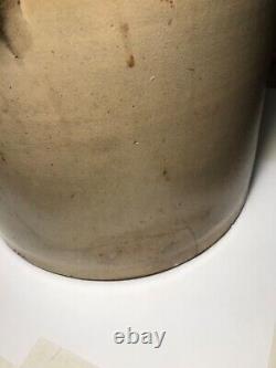 Vintage 5 Gallon Stoneware Salt Glazed Crock F. Woodworth Burlington, Vermont