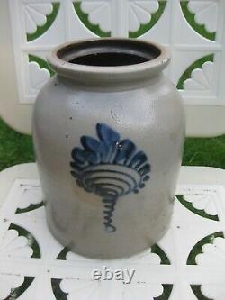 Vintage #6 Salt Glazed Stoneware Crock Cobalt Blue Decoration Bee Sting