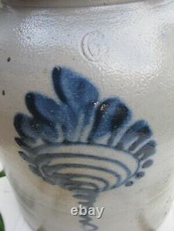 Vintage #6 Salt Glazed Stoneware Crock Cobalt Blue Decoration Bee Sting