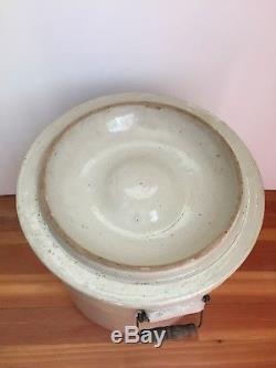 Vintage 8 Gallon Red Wing Stoneware Crock with Bail Handles and Petal Lid
