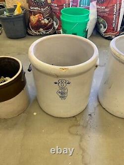 Vintage 8 Gallon Stoneware Crock By Sp&s Company, White Hall, ILL