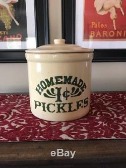 Vintage Antique 2 pc Homemade 1c Pickles Crock 2 Gal Stoneware seen on Friends