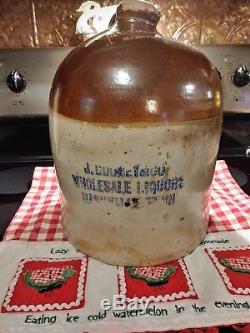 Vintage Antique Brown Whiskey Jug Stoneware Crock Primitive Nashville Cooney
