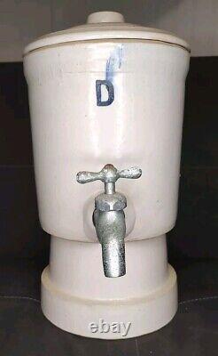 Vintage Antique Letter D Stoneware Water Dispenser Crock withLid Nappanee