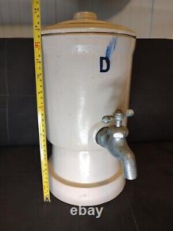 Vintage Antique Letter D Stoneware Water Dispenser Crock withLid Nappanee