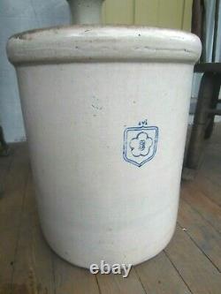 Vintage Antique Stoneware Crock Large Blue 8 Design Central PA