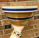 Vintage/antique Stoneware Crock Mixing Bowl W Blue Strips And Ribbed