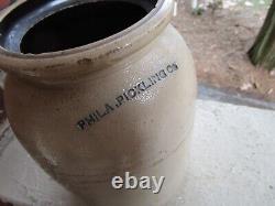 Vintage Antique Stoneware Crock Philadelphia Pa Pickling Co Pickle Advertising