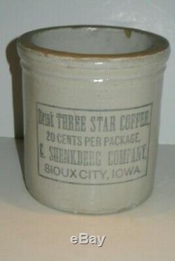 Vintage Antique THREE STAR COFFEE RED WING UNION STONEWARE CROCK Sioux City IA
