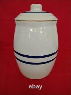 Vintage Blue Crown 2 Gallon Crock Water Cooler With LID Stoneware