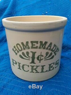 Vintage Corona Stoneware Homemade 1c Pickles Crock Friends No Reserve