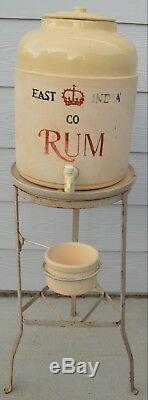 Vintage East India Co RUM Crock with Stand Lid Tray & Drip Cup Corona Stoneware