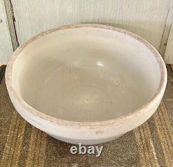 Vintage Farmhouse Stoneware Crock Pottery Mixing Bowl Bread Bowl Cream Glaze 12