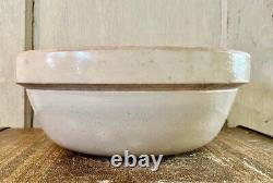 Vintage Farmhouse Stoneware Crock Pottery Mixing Bowl Bread Bowl Cream Glaze 12