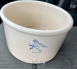 Vintage Half Gallon Bluebird Crock Stoneware Pottery Burley Bowl Small & Rare
